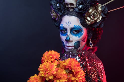 Woman Wearing a Costume for Mexican Day of the Dead 