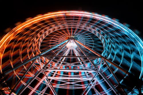 Rotating Ferris Wheel at Night