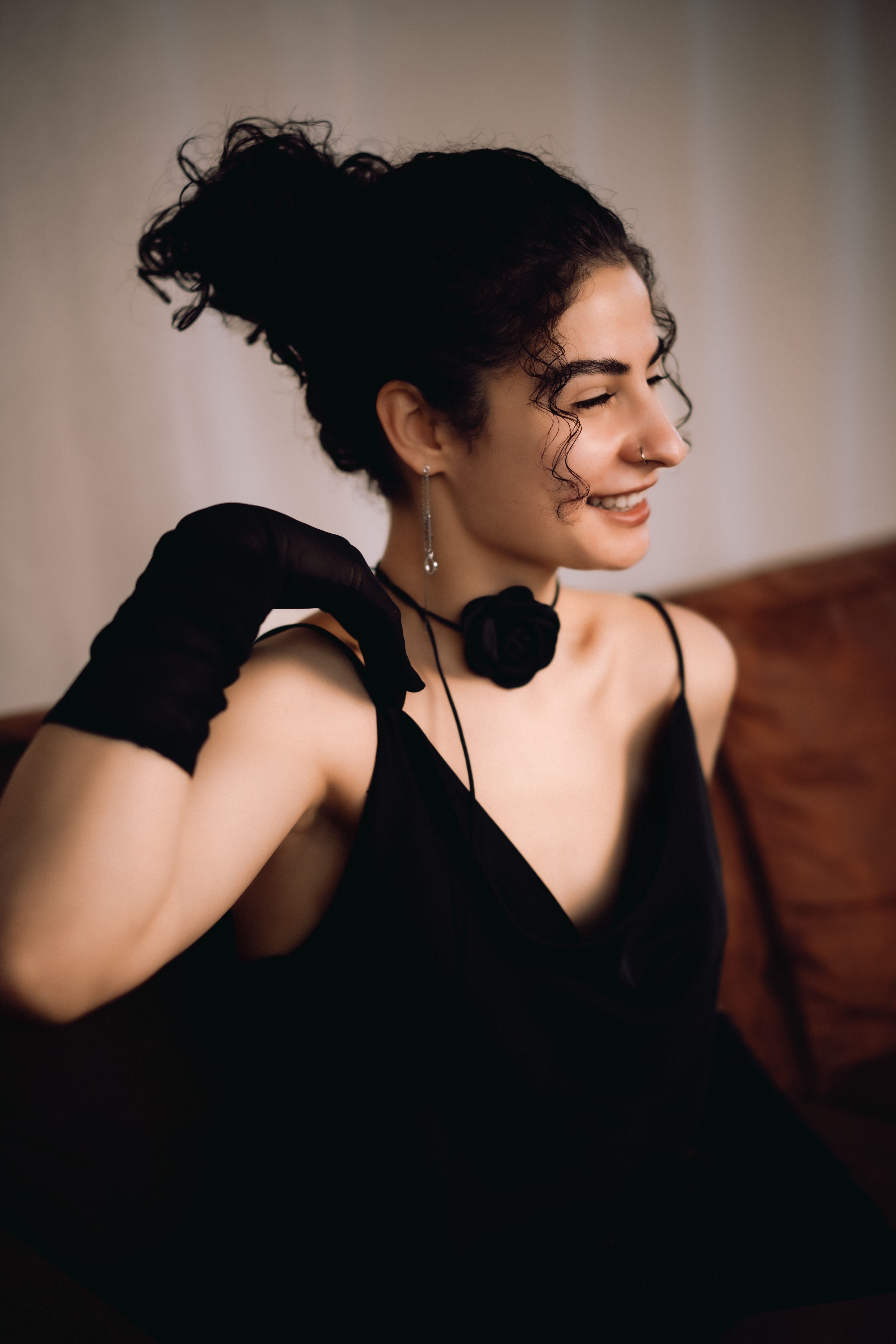 Portrait of Brunette Woman Wearing Black Dress · Free Stock Photo