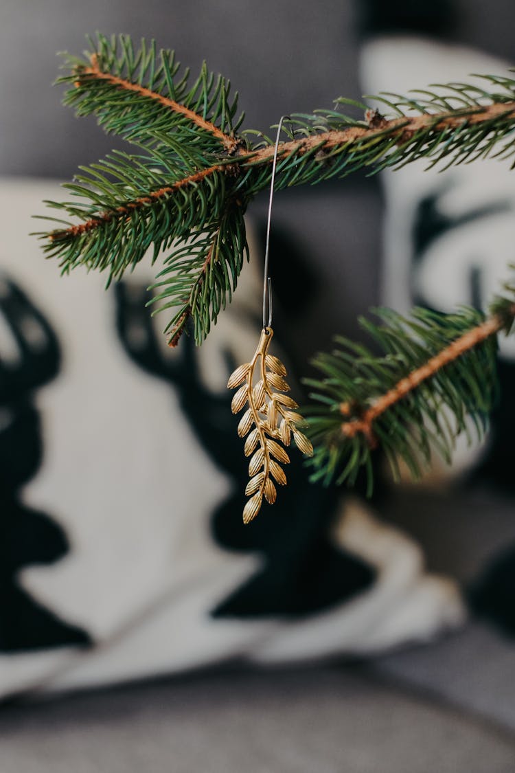 Needle Branch With Christmas Ornament