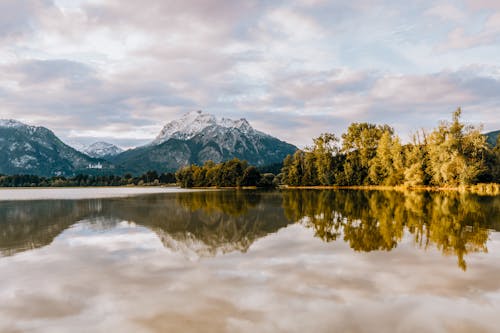 Autumn Trees Reflecting in an Alpine Lake