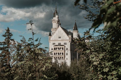 Neuschwanstein Castle Among Trees in Bavaria, Germany