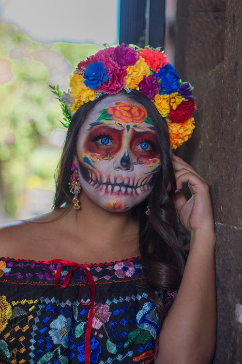 Foto profissional grátis de catrina, cheio de cor, crânio de açúcar