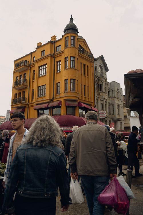 Free Crowded street in Ankara, Turkey featuring historic architecture and bustling activity. Stock Photo