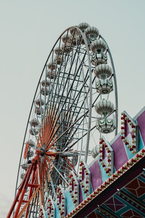 Low Angle Shot of a Ferris Wheel at a Fairground 
