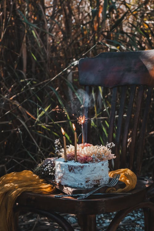 Birthday Cake Decorated with Flowers