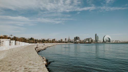 Coast of Caspian Sea at Baku Boulevard