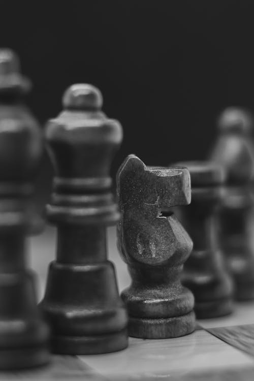 Black and White Photography of Chess Pieces 