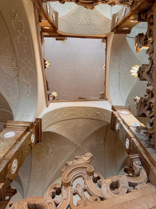 Free Ornate baroque ceiling with intricate stucco details in Salzburg, Austria. Stock Photo