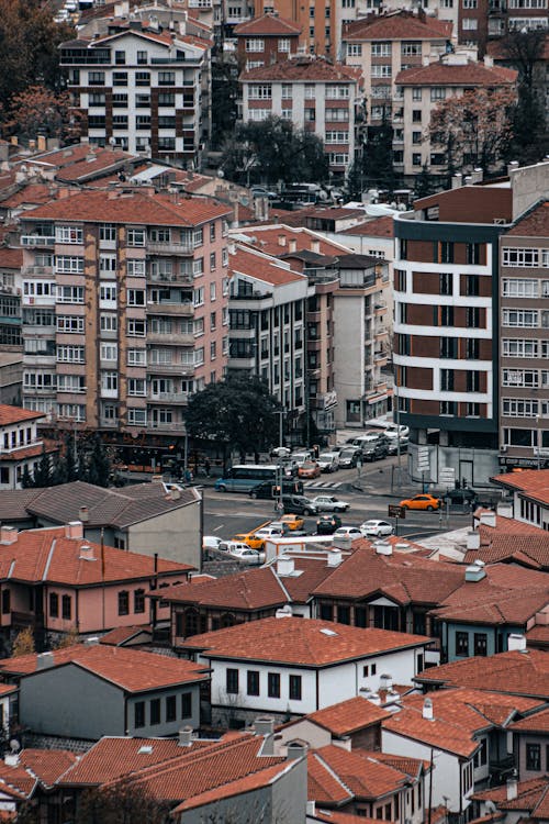 Apartment Buildings by Street in City