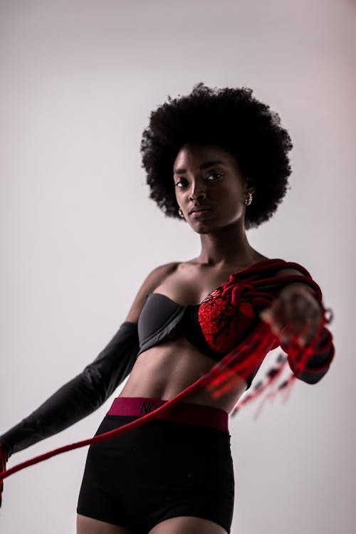 Young Woman Posing in Underwear in Studio 