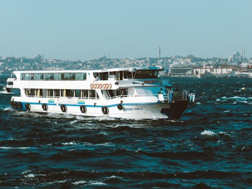 A Passenger Ship on the Bosphorus Strait in Istanbul, Turkey