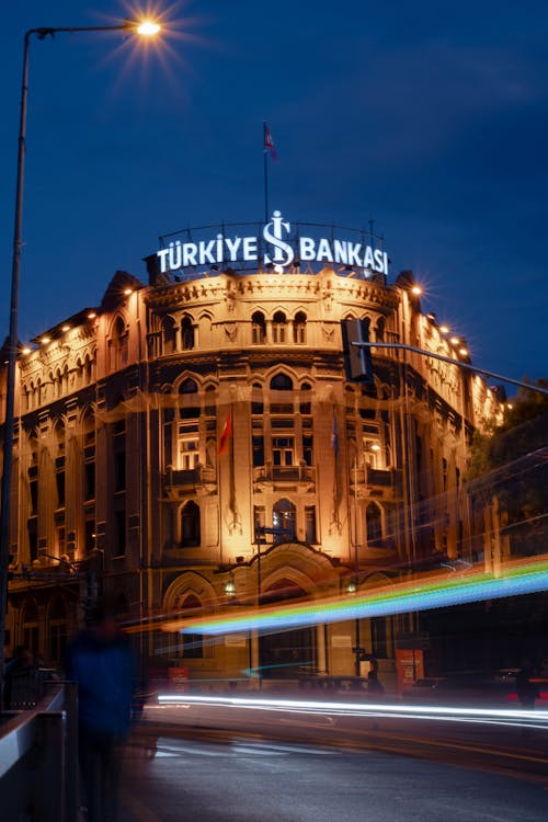 Building of a Turkish Bank in the Evening 