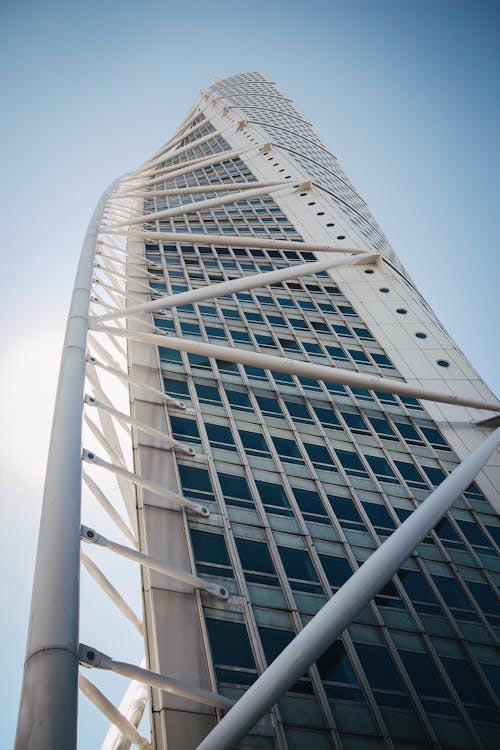 Low Angle Shot of the Turning Torso Building in Malmo, Sweden