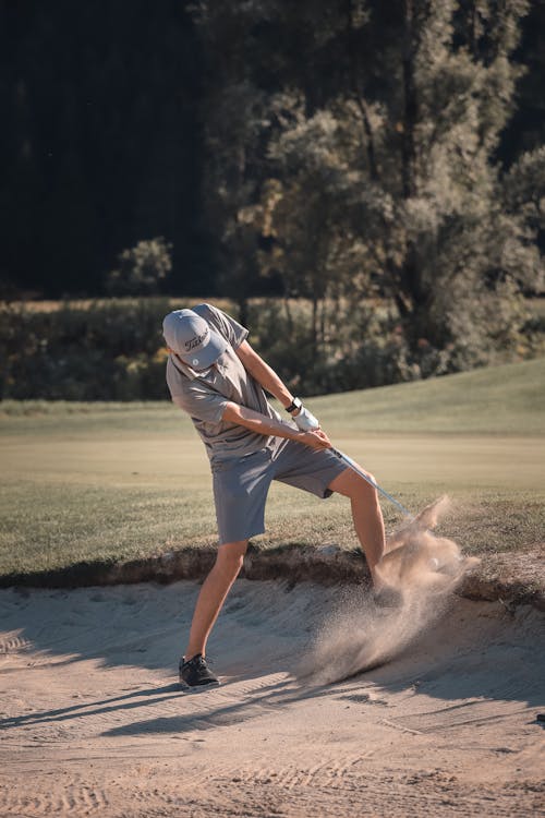 Man Playing Golf in a Park