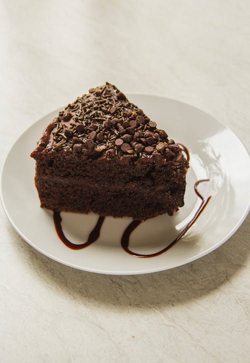 Piece of Chocolate Cake on a Plate 