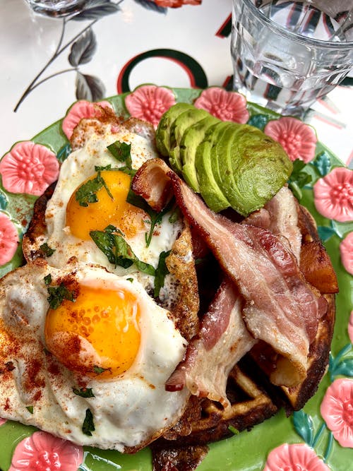Eggs and Bacon Served for Breakfast 