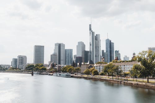 Skyscrapers near River in Frankfurt
