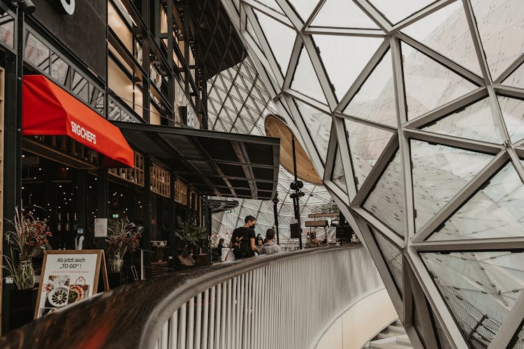 Passage In Front Of A Restaurant In The Futuristic MyZeil Shopping Mall In Frankfurt