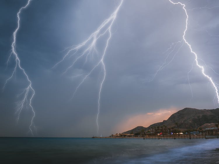 Lightning And Thunderstorm At Sea