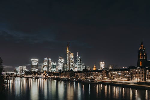 Skyline of Frankfurt am Main at Night, Germany 