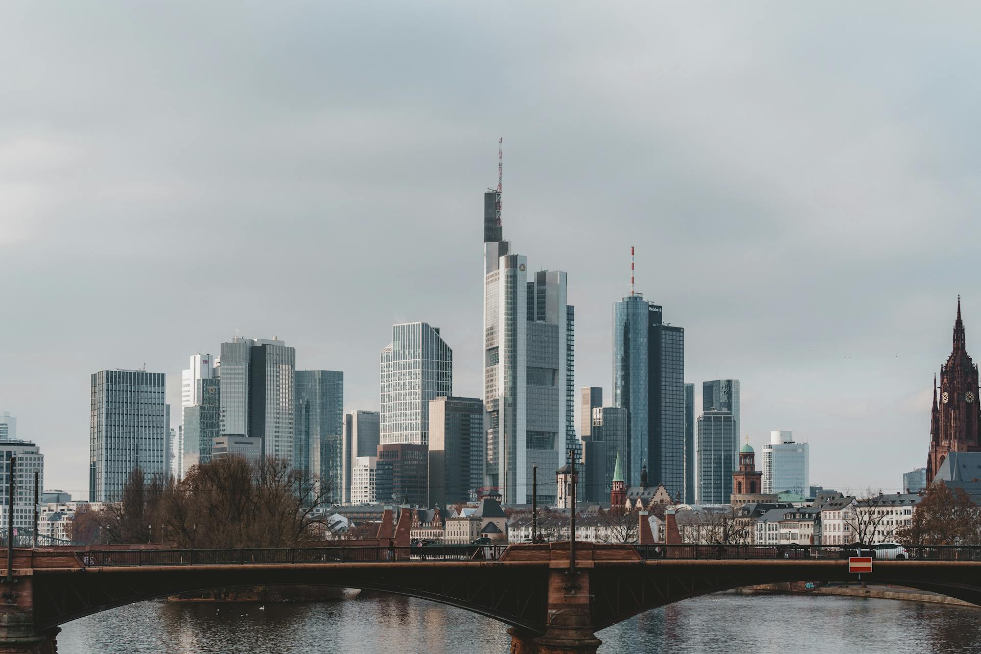 Cityscape of Frankfurt Main with Skyscrapers of the Financial District