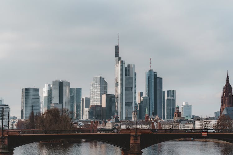 Cityscape Of Frankfurt Main With Skyscrapers Of The Financial District