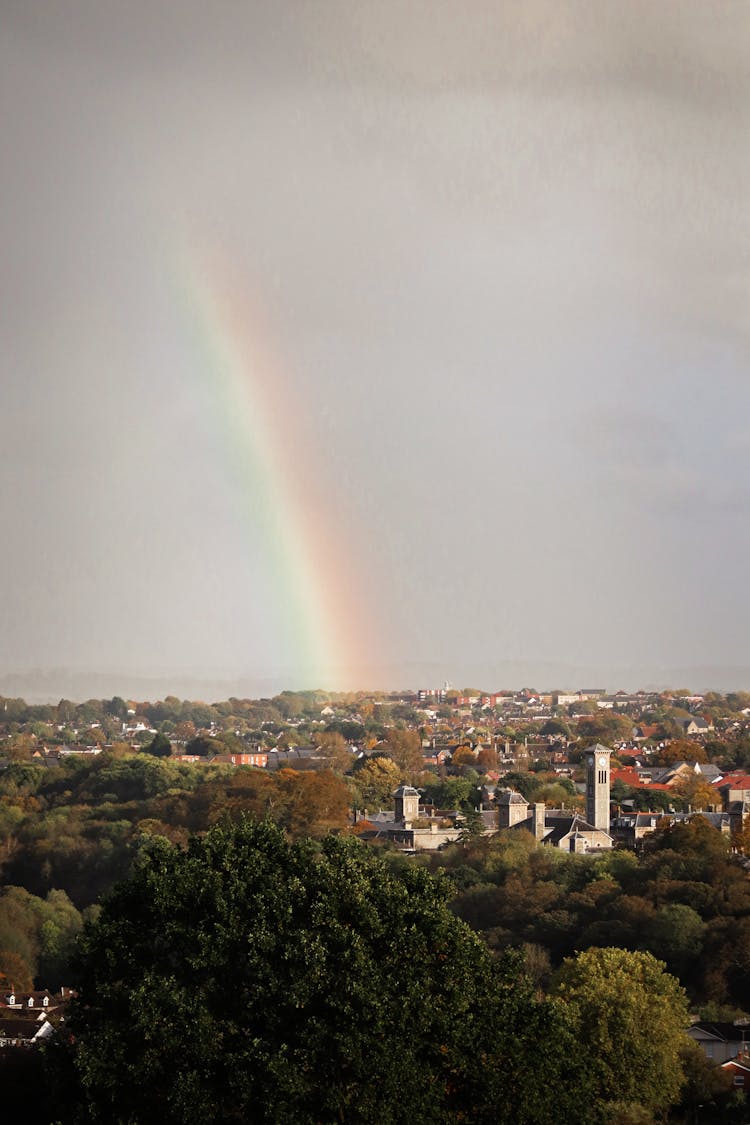 Rainbow Over City