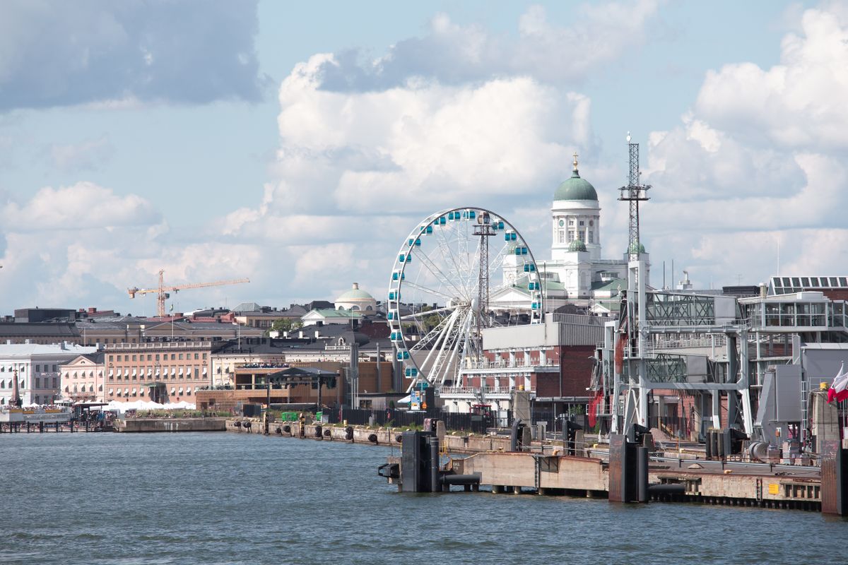 Helsinki harbor panorama, the administrative and linguistic center of Finland