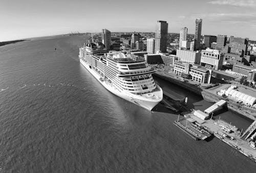 Cruise Ship Moored on Sea Coast