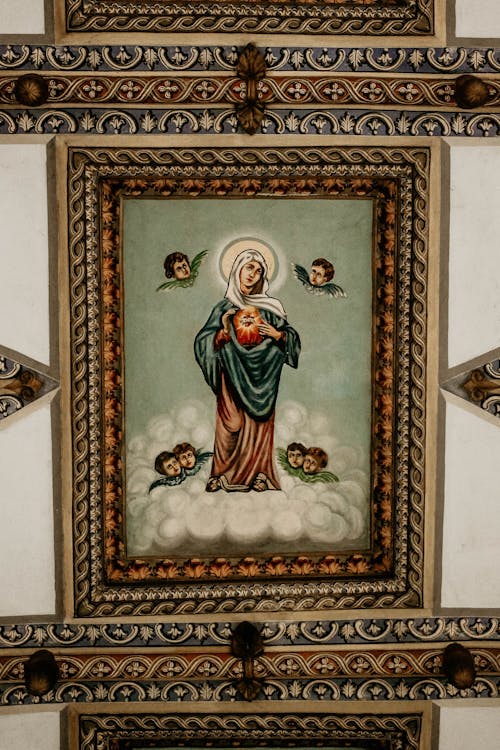 Painting on Virgin Mary Showing Holy Heart
