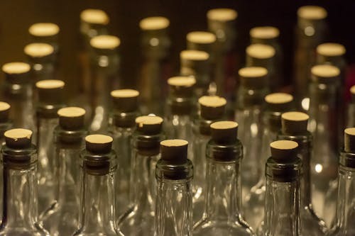 Close-up of Corked Glass Bottles 