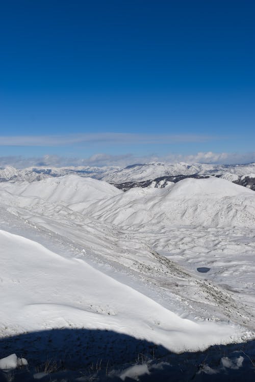 Snow in Mountains under Clear Sky