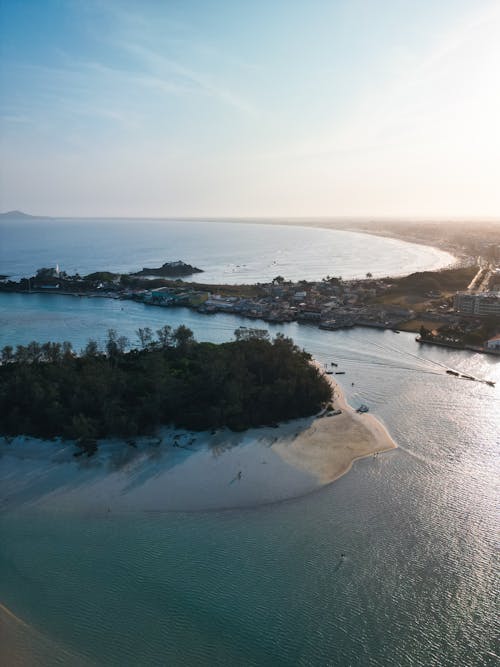 Aerial Shot of Sea, Bay and Coastline