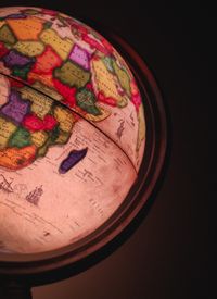 Glowing world map globe
