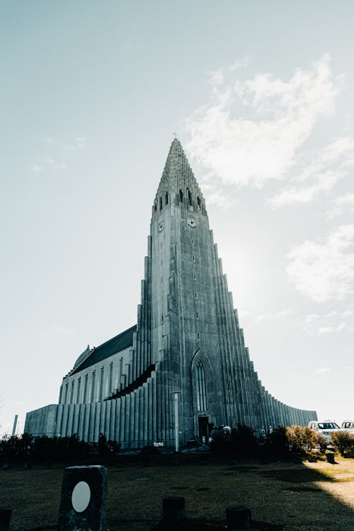 Facade of the Hallgrimskirkja Church in Reykjavik, Iceland