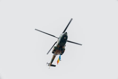 Helicopter Flying with Flag