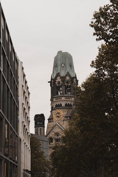Ruined Bell Tower of Kaiser Wilhelm Memorial Church in Berlin, Germany