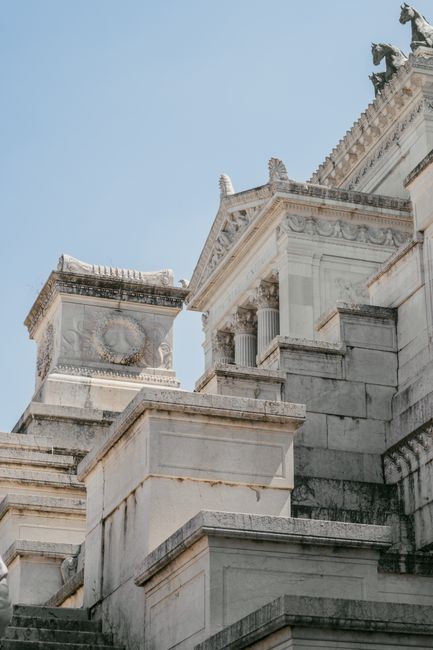Marble neoclassical architecture on Capitoline Hill, Rome, a historic landmark.