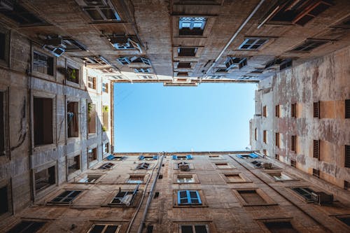 Clear Sky over Building with Apartments