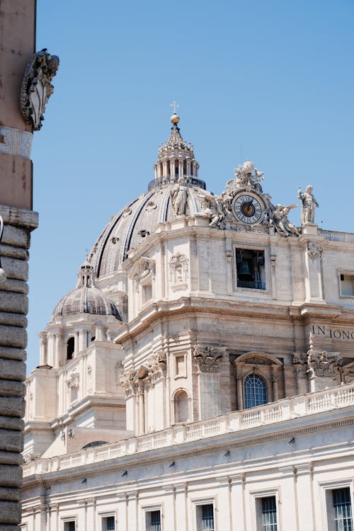 View of the Side of the St. Peters Basilica in Vatican City, Rome, Italy 