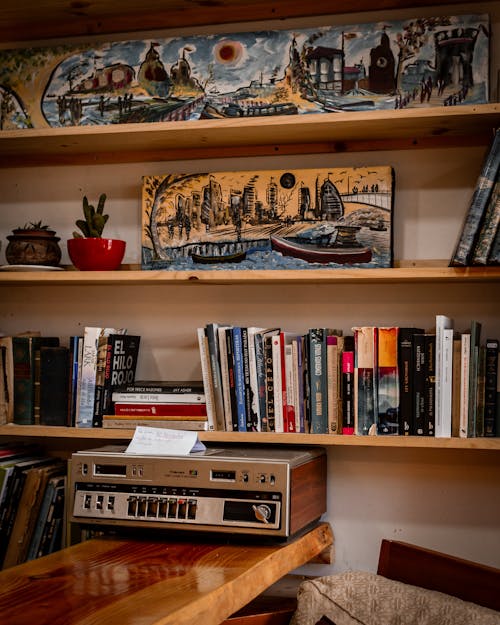 Books and Synthesizer in an Office 