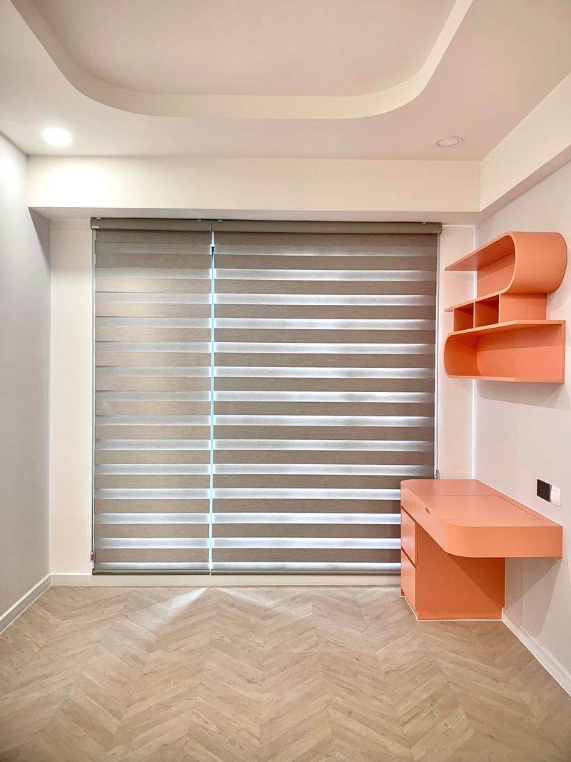 Stone Grey zebra blind in a room