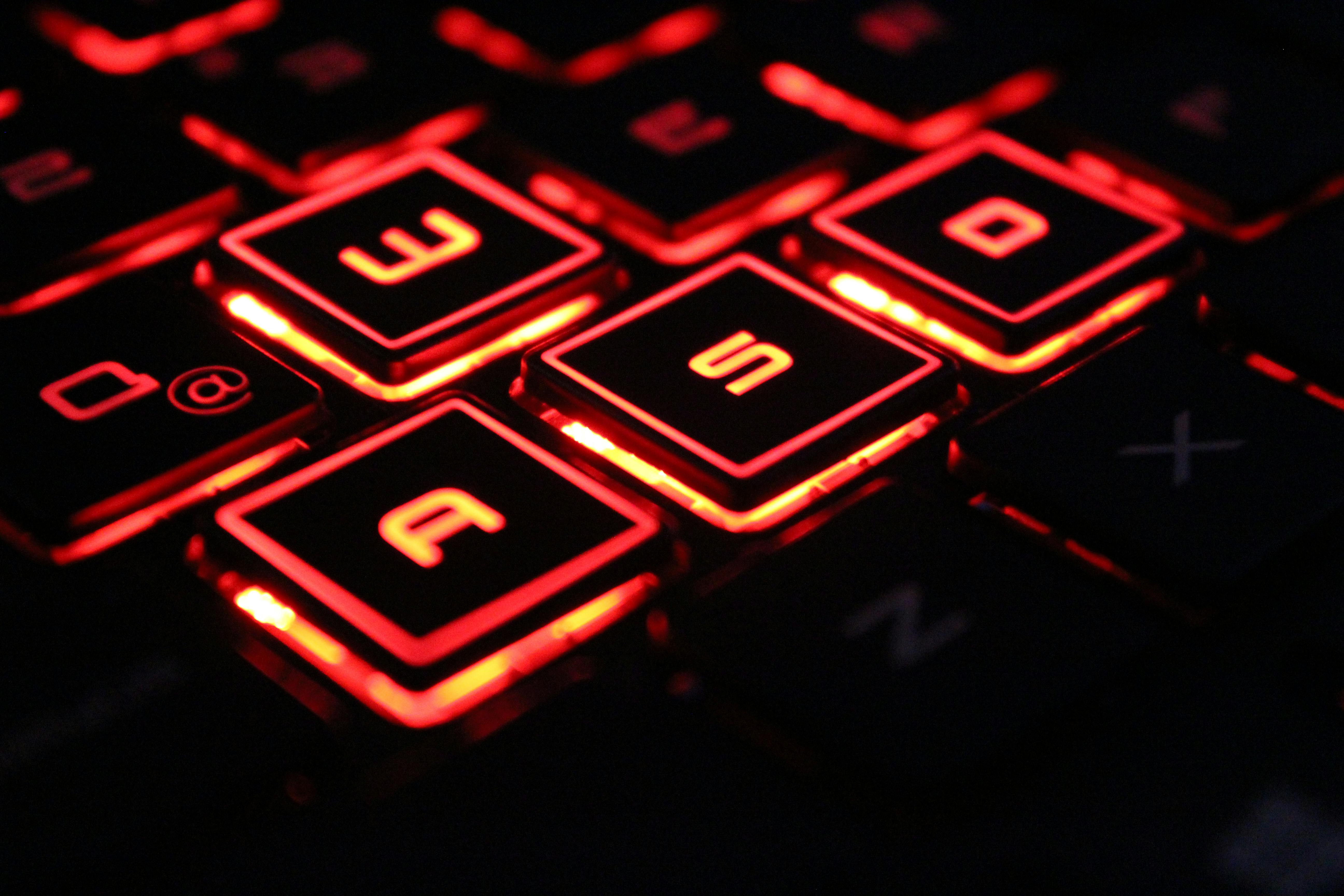 Free stock photo of computer keyboard, games, neon