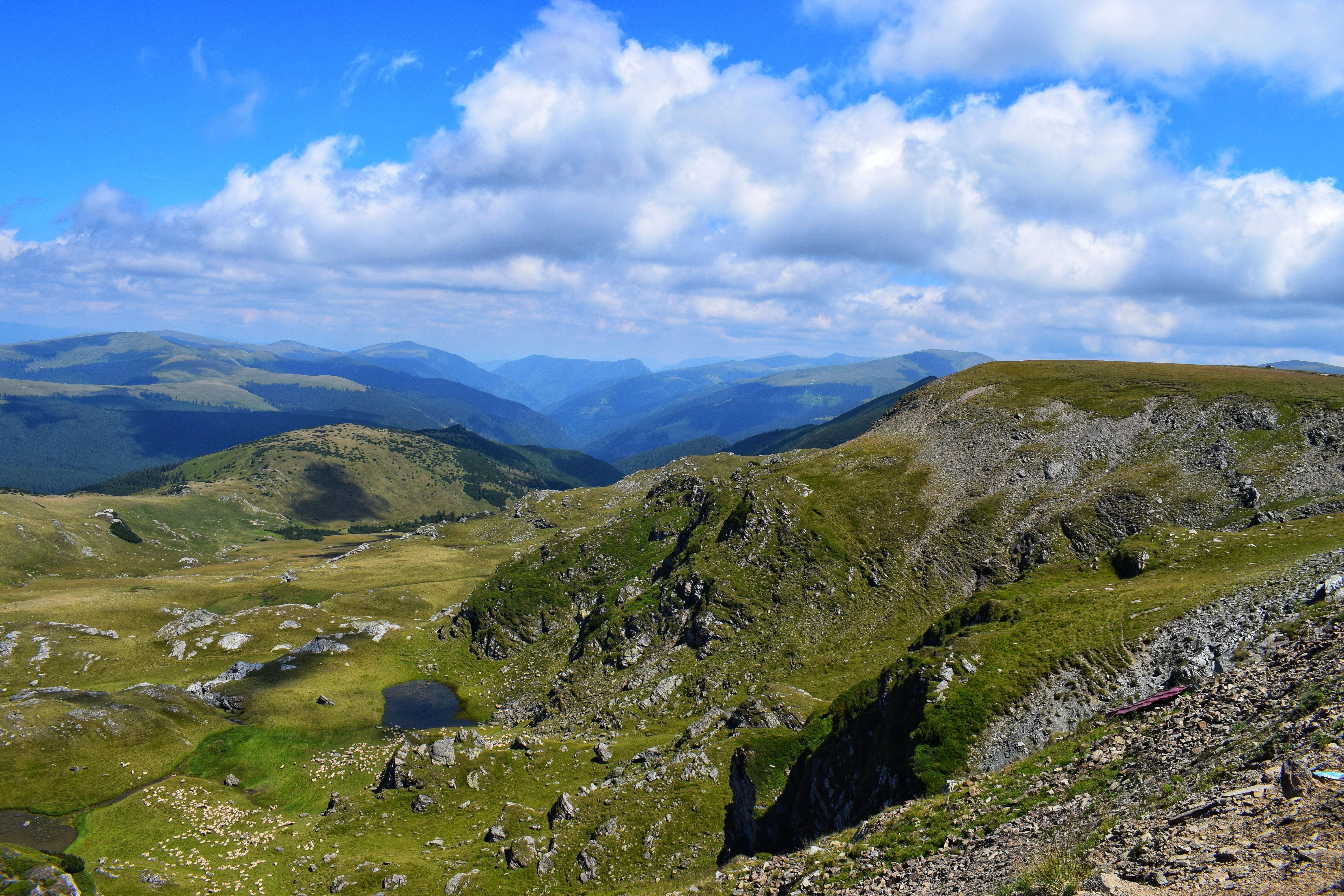 Explore the stunning rocky landscapes and rolling green hills near Săliște, Romania.
