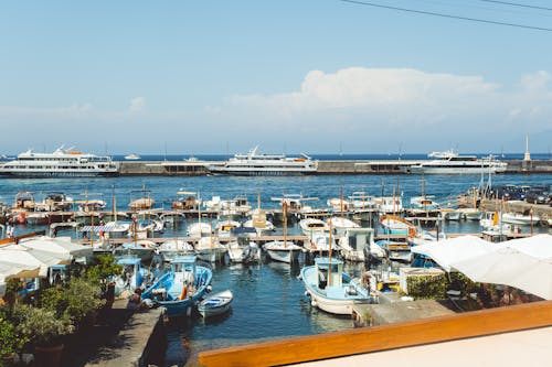 A view of boats docked in a harbor