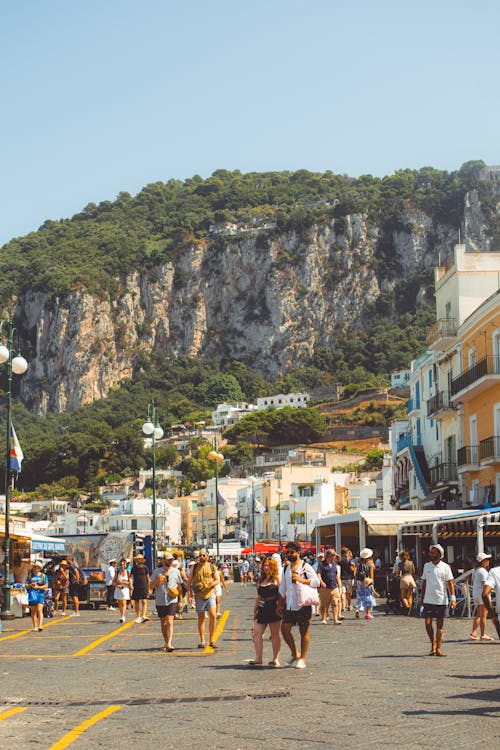 Tourists on the Sea Promenade of Capri Island
