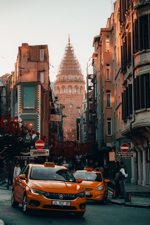 Street in Istanbul with a View of Galata Tower in the Distance 