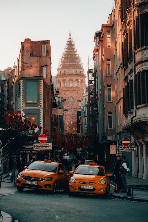View of Galata Tower from the City Street 