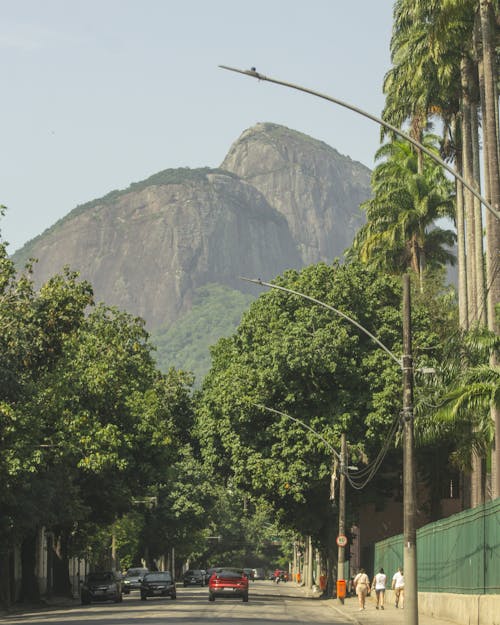 Cityscape of Rio de Janeiro with Rocky Mountain Peak in Background